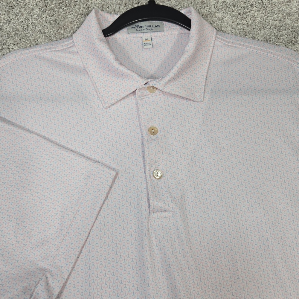 Peter Millar golf Polo Shirt Mens Medium Summer Comfort Printed Geometric